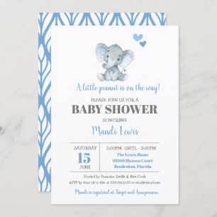 Invitation Baby shower éléphant petit cacahuète