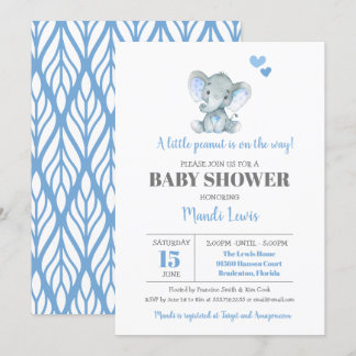 Invitation Baby shower éléphant petit cacahuète