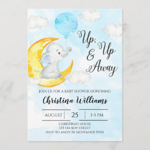 Invitation Baby shower éléphant pour garçon