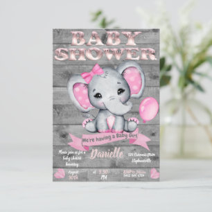 Invitation Baby shower éléphant pour les filles mo