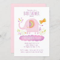 Baby shower Eléphant Rose Cute fille