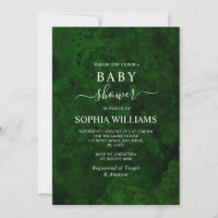 Baby shower Emerald Green & Silver Calligraphy