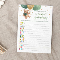Baby shower Emoji Pictionary Jeu Teddy Bear Card
