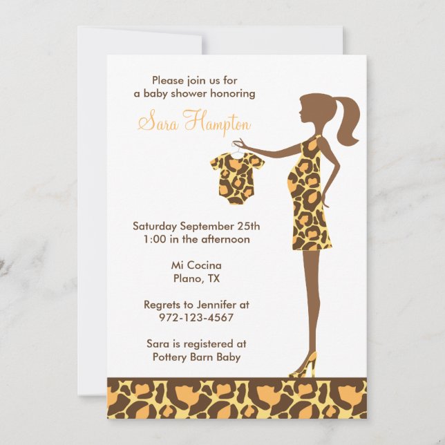 Invitation Baby shower Empreinte de léopard chic (Devant)