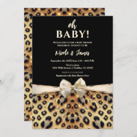 Baby shower Empreinte de léopard Noir Sparkle Glam