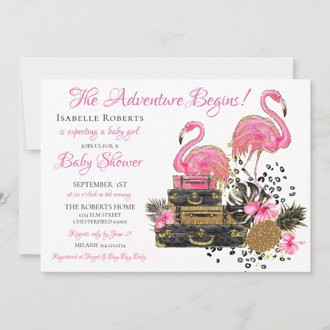 Invitation Baby shower Empreinte de léopard parties scintilla (Devant)