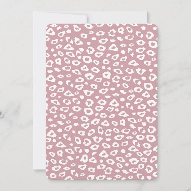 Invitation Baby shower Empreinte de léopard rose blanc (Devant)