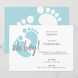 Invitation Baby shower Empreintes Bleues