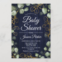 Baby shower en bois de la marine Eucalyptus Wreath