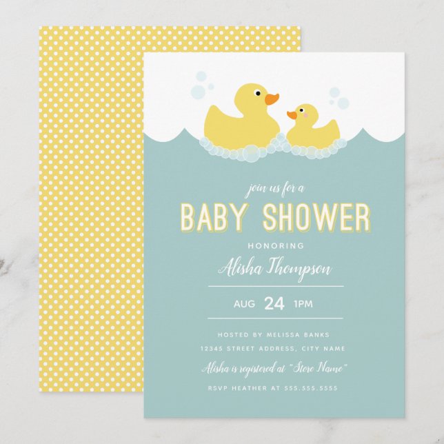 Invitation Baby shower en caoutchouc (Devant / Derrière)