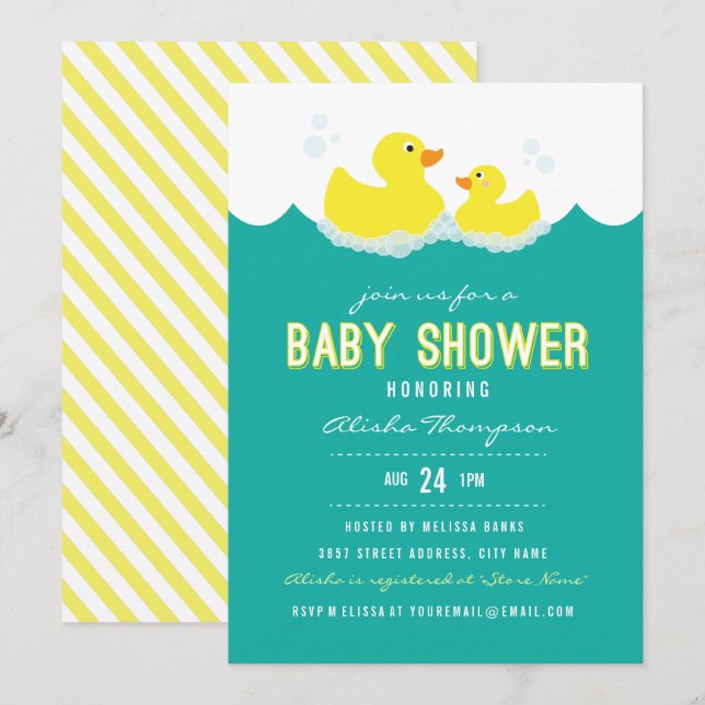 Invitation Baby shower en caoutchouc (Devant / Derrière)