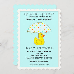 Invitation Baby shower en caoutchouc Ducky avec parapluie