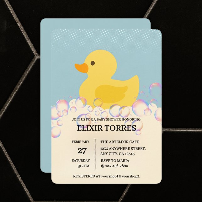 Invitation Baby shower en caoutchouc Ducky Bubbles (Créateur téléchargé)
