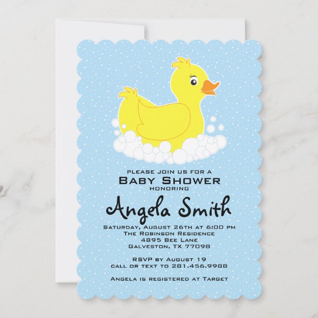 Invitation Baby shower en caoutchouc Ducky Scalloped (Devant)