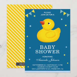 Invitation Baby shower en caoutchouc jaune mignon