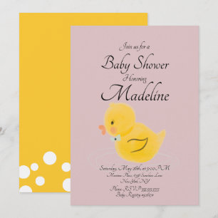 Invitation Baby shower en caoutchouc pour canard à eau couleu