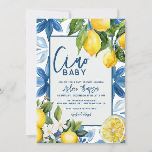 Invitation Baby shower en carrelage bleu citron