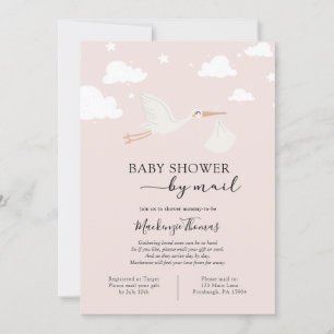 Invitation Baby shower en cigogne rose par courrier