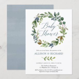 Invitation baby shower en couple, vert neutre pour les deux s