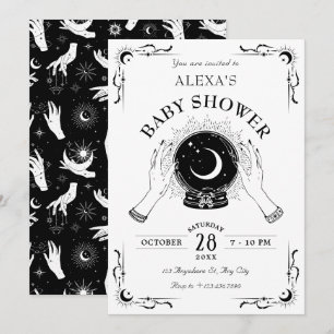 Invitation Baby shower en cristal de lune de magie noire