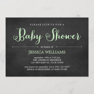 Invitation Baby shower en damier vert clair