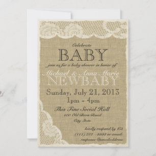 Invitation Baby shower en dentelle vintage et en cou