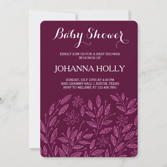 Invitation baby shower en fleur (Devant)