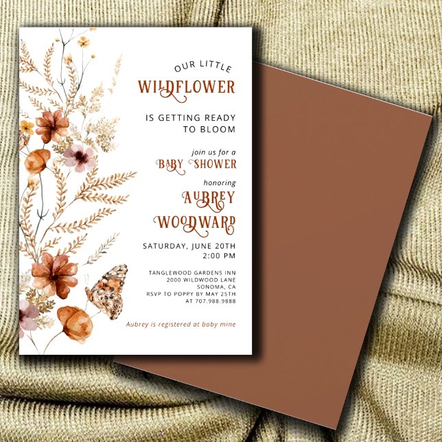 Invitation Baby shower en fleurs de bébé petit Fleur sauvage (Créateur téléchargé)