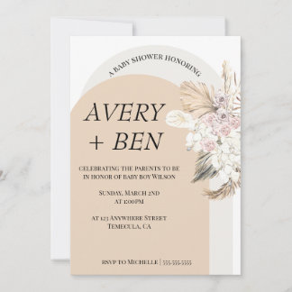Invitation Baby shower en herbe de Pampas Neutre B