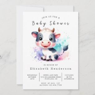 Invitation Baby shower en ligne de la vache de veau de ferme