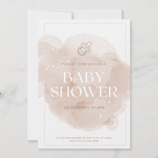 Invitation baby shower en marbre rose (Devant)