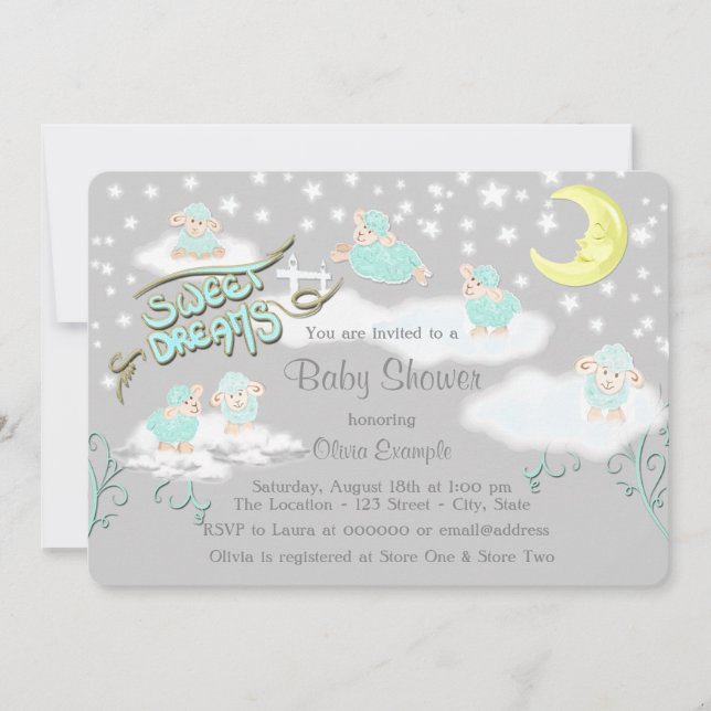 Invitation Baby shower en mouton de Sweams Dreams (Devant)