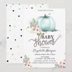 Invitation Baby shower en pointillé Citrouille aquarelle