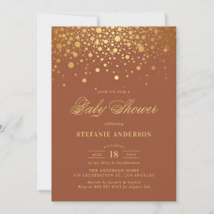 Invitation Baby shower en terre cuite Faux Gold Foil Confetti