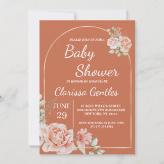 Invitation Baby shower en terre cuite florale