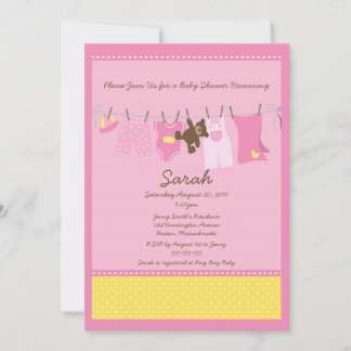 Invitation Baby shower en tissu rose