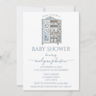 Invitation Baby shower en toile bleue