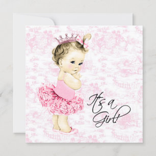 Invitation Baby shower en toile rose
