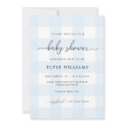 Invitation Baby shower En vichy bleu
