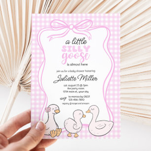 Invitation Baby shower En vichy filles d'oie bête