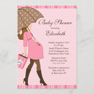 Invitation Baby shower enceinte moderne de fille de rose de