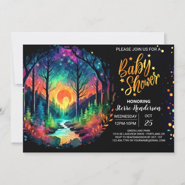 Invitation Baby shower enchanté mystique (Devant)