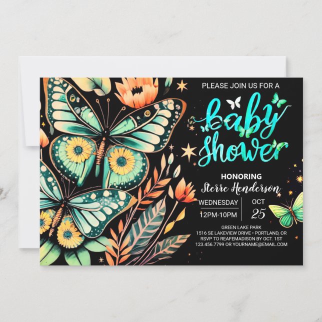 Invitation Baby shower Enchanted Sage Fbatt (Devant)