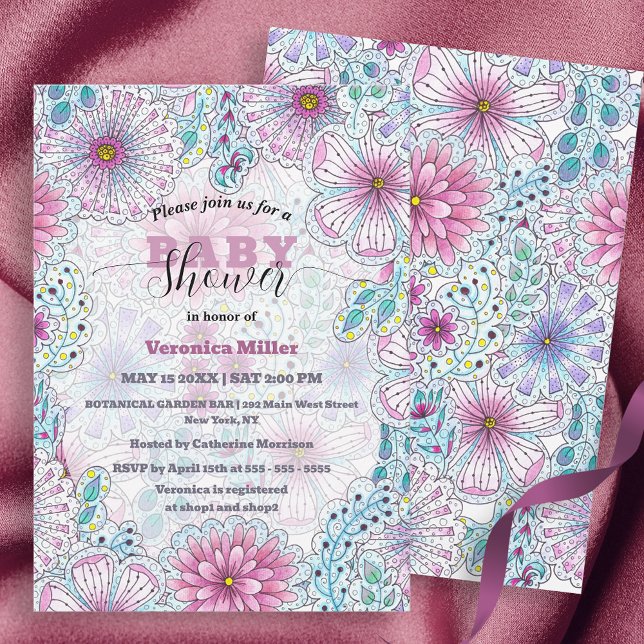Invitation Baby shower enchanteur de fleurs de prairie bohème (Créateur téléchargé)