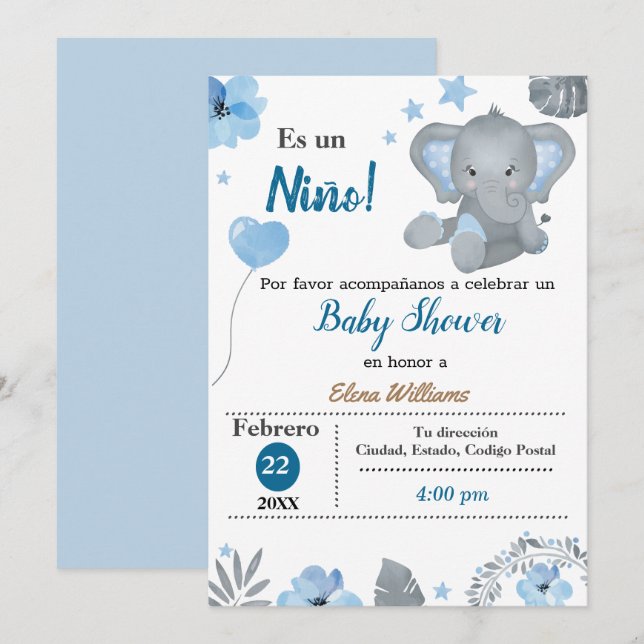 Invitation Baby shower-espagnol (Devant / Derrière)