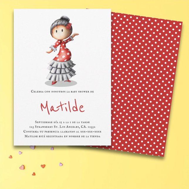 Invitation Baby shower espagnol de danseuse de flamenco Sevil (Créateur téléchargé)
