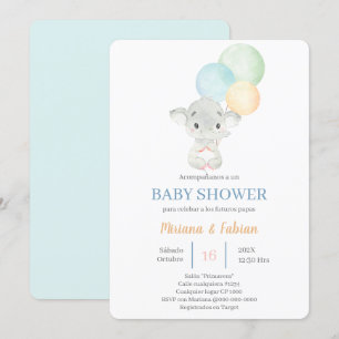 Invitation Baby shower espagnol des éléphants