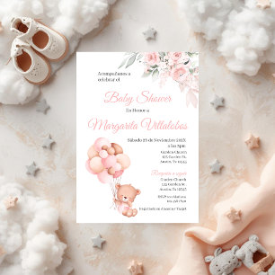 Invitation Baby shower espagnol Ours rose fille