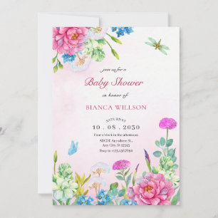 Invitation Baby shower esthétique floral aquarelle