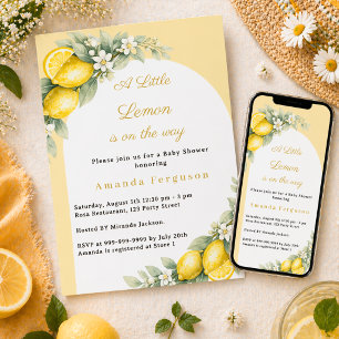 Invitation Baby Shower été jaune citron jardin citrus